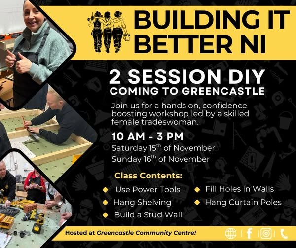 Advert dor a DIY course in Greencastle 15 and 16 Novermber 25