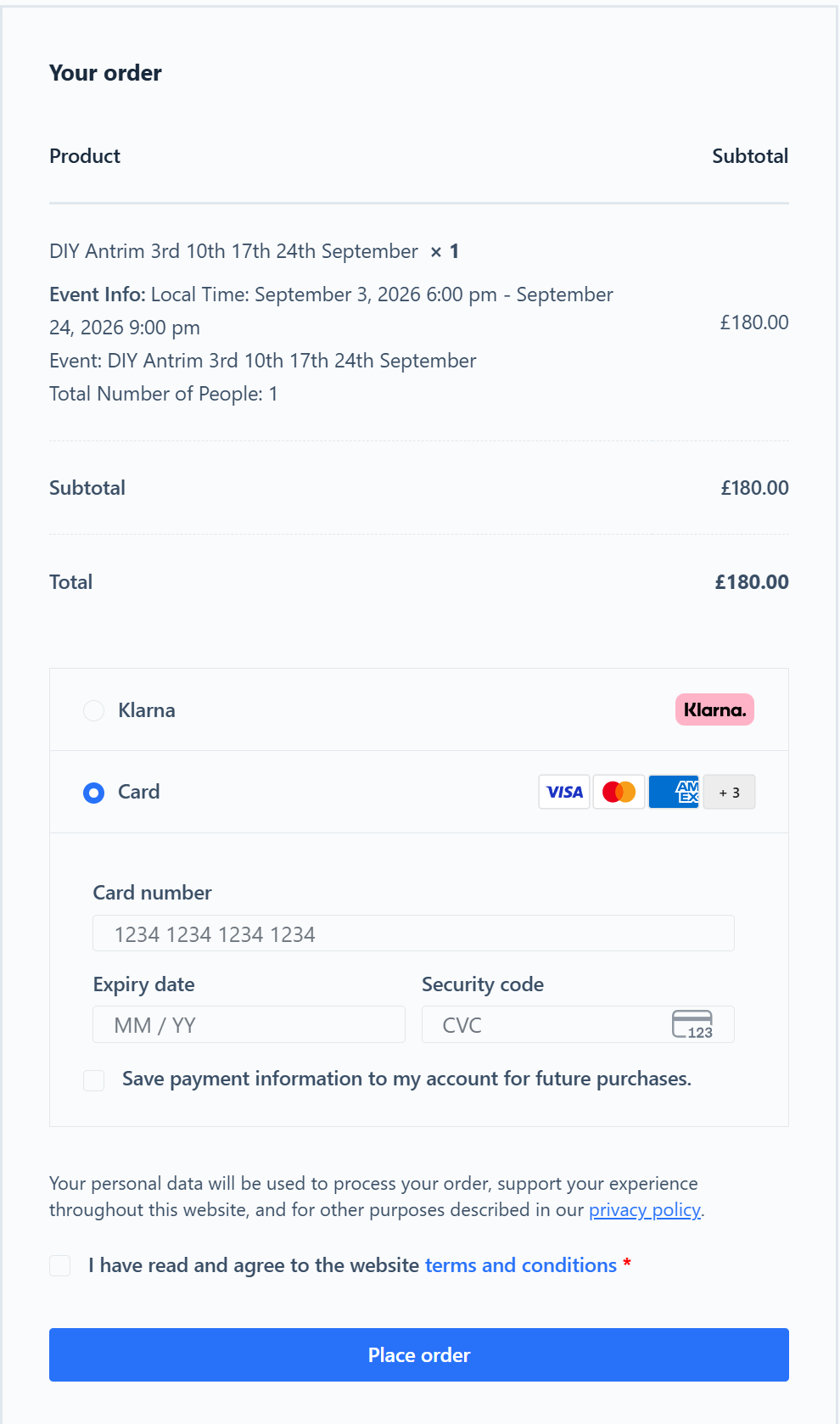 Building It Better NI payment screen showing coupon code Add button discount and Book this course